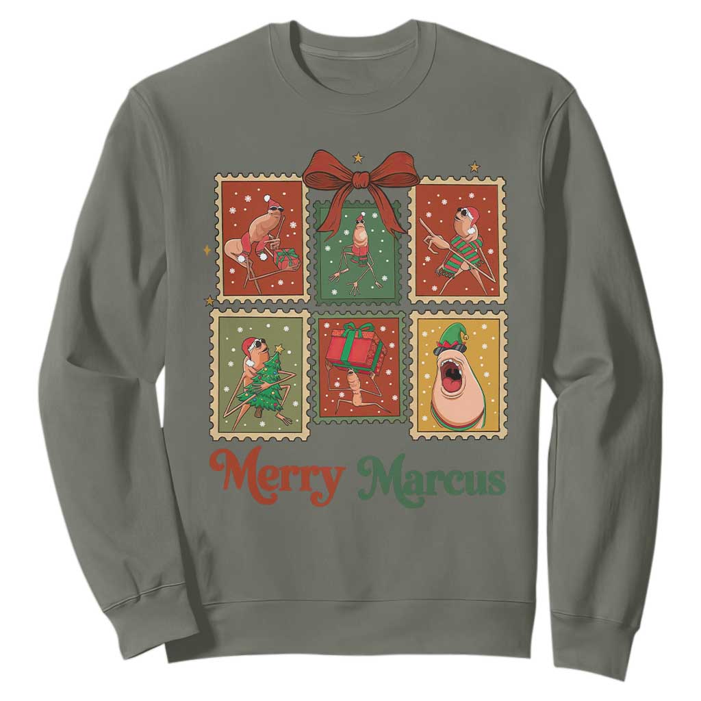 Christmas Marcus The Worm Meme Sweatshirt Funny Merry Marcus Gift TS12 Military Green Print Your Wear