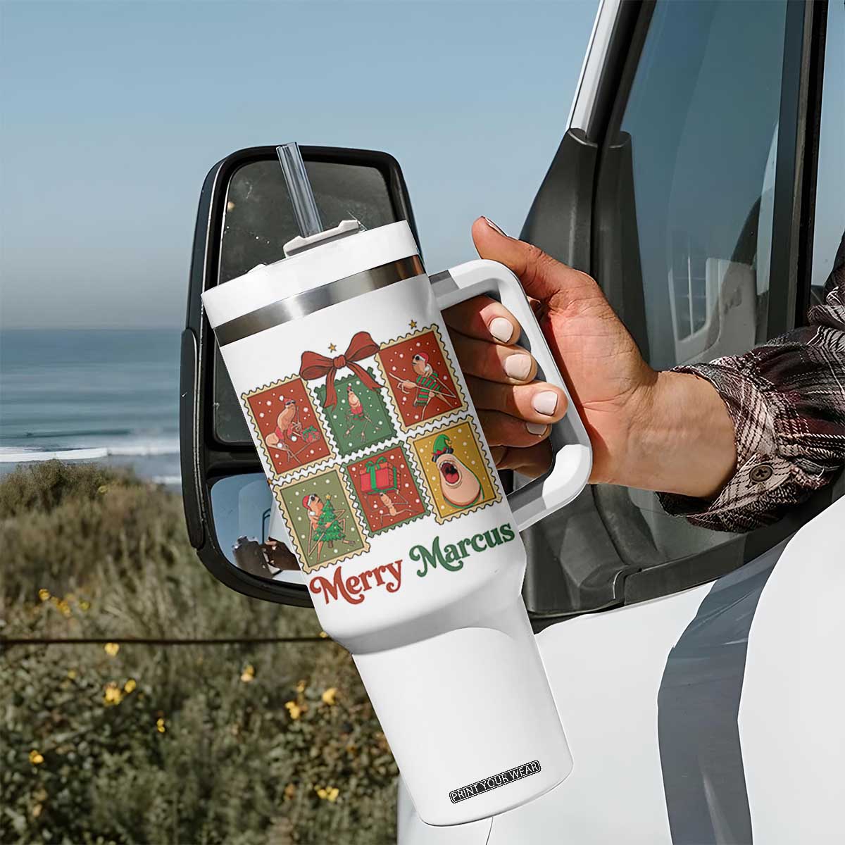 Christmas Marcus The Worm Meme Tumbler With Handle Funny Merry Marcus Gift TS12 Print Your Wear