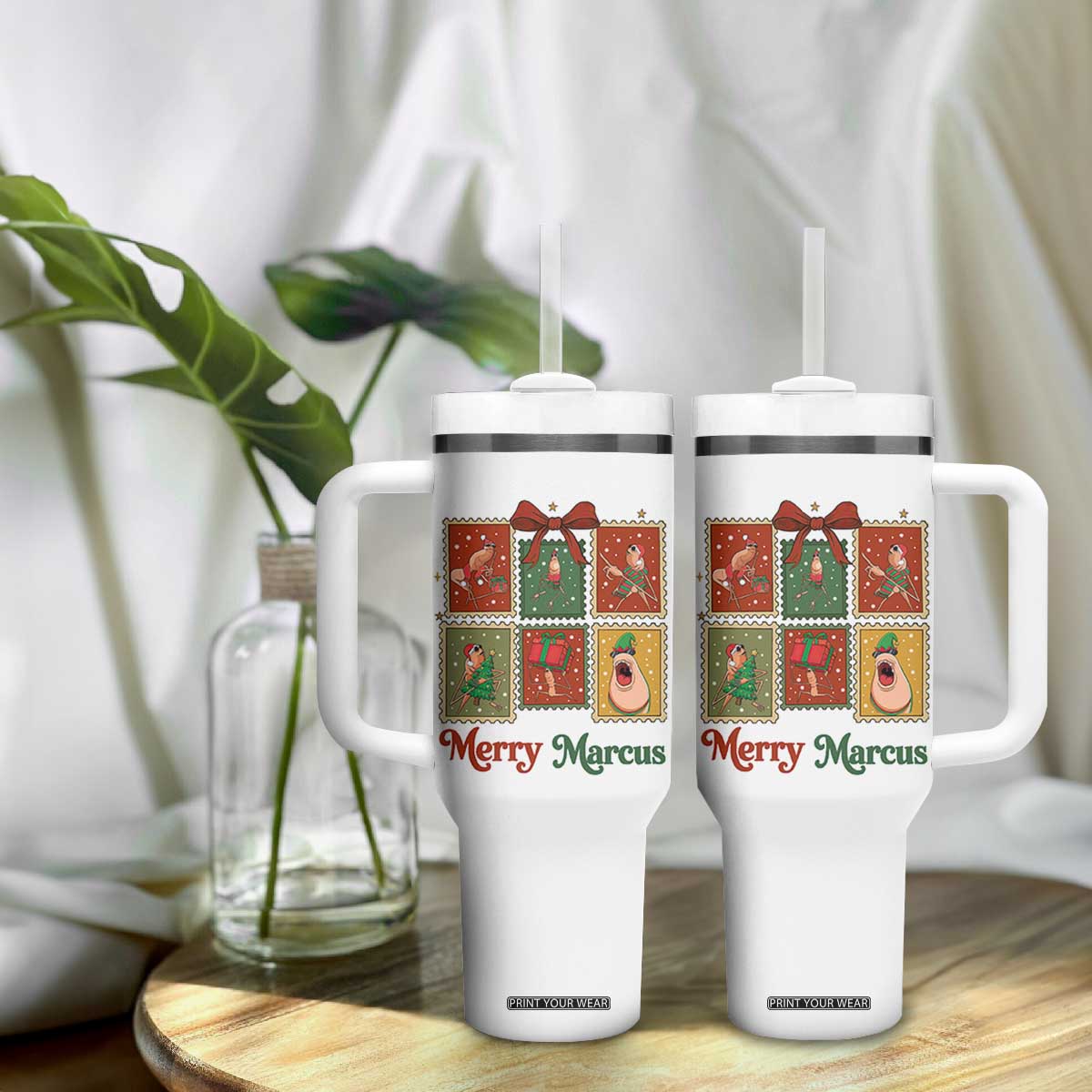 Christmas Marcus The Worm Meme Tumbler With Handle Funny Merry Marcus Gift TS12 Print Your Wear