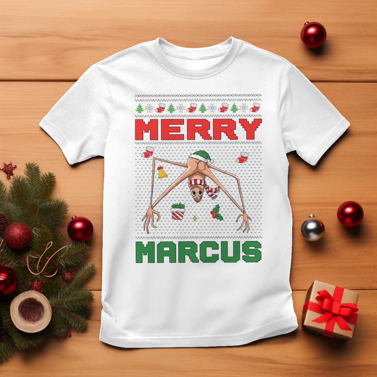 Marcus The Worm Meme Merry Marcus T Shirt Funny Ugly Christmas Gift TS12 White Print Your Wear
