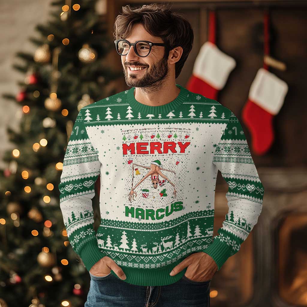 Marcus The Worm Meme Merry Marcus Ugly Christmas Sweater Funny Ugly Xmas Gift TS12 Beige Green Print Your Wear