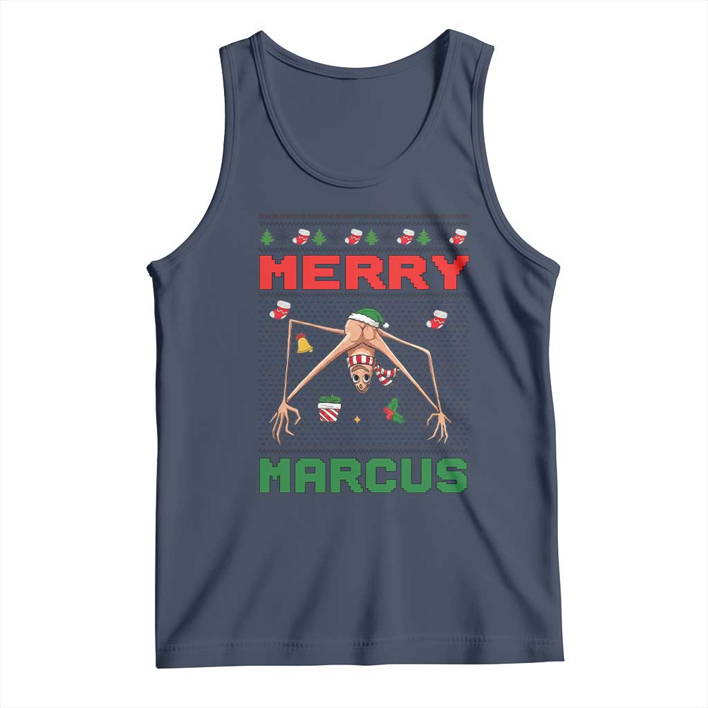 Marcus The Worm Meme Merry Marcus Tank Top Funny Ugly Christmas Gift TS12 Navy Print Your Wear