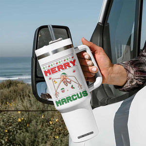Marcus The Worm Meme Merry Marcus Tumbler With Handle Funny Ugly Christmas Gift TS12 Print Your Wear
