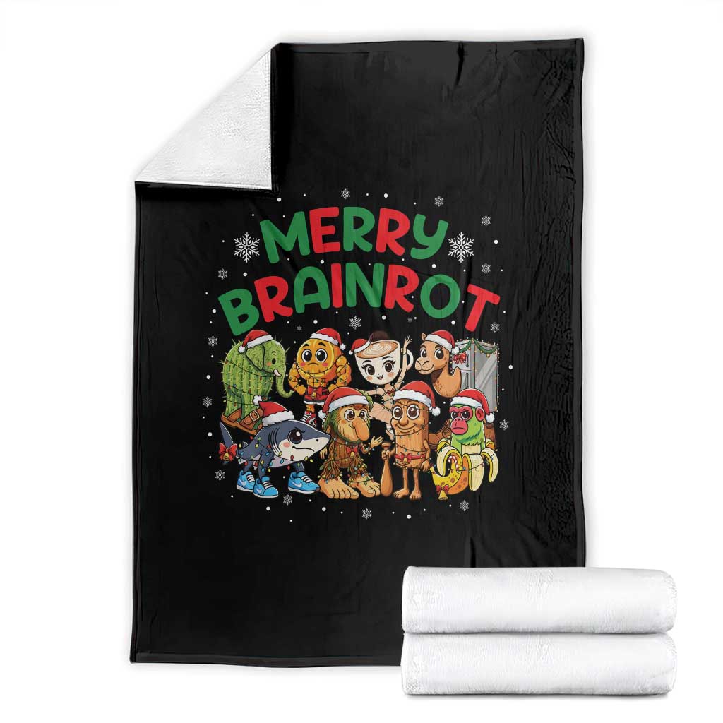 Gen Z Italian Merry Brainrot Christmas Throw Blanket Meme Holiday Gift TS12 Black Print Your Wear