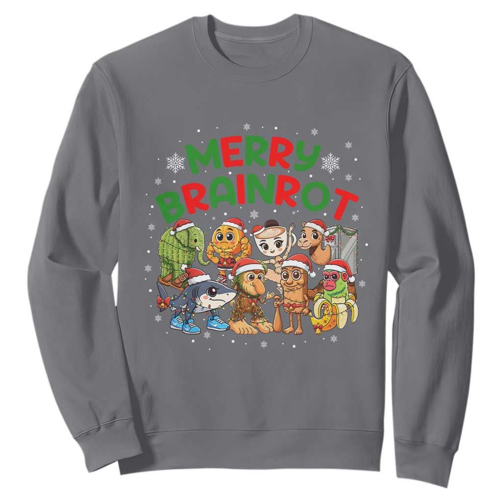 Gen Z Italian Merry Brainrot Christmas Sweatshirt Meme Holiday Gift TS12 Charcoal Print Your Wear