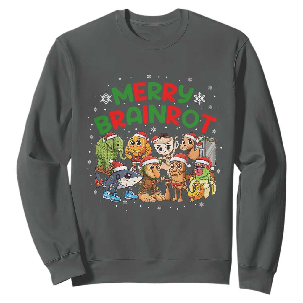 Gen Z Italian Merry Brainrot Christmas Sweatshirt Meme Holiday Gift TS12 Dark Heather Print Your Wear