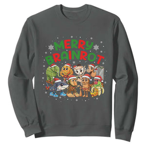 Gen Z Italian Merry Brainrot Christmas Sweatshirt Meme Holiday Gift TS12 Dark Heather Print Your Wear