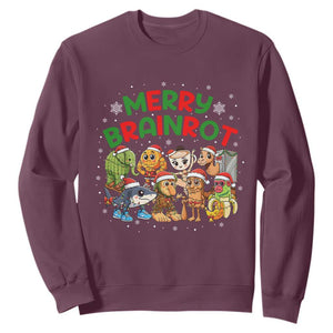 Gen Z Italian Merry Brainrot Christmas Sweatshirt Meme Holiday Gift TS12 Maroon Print Your Wear