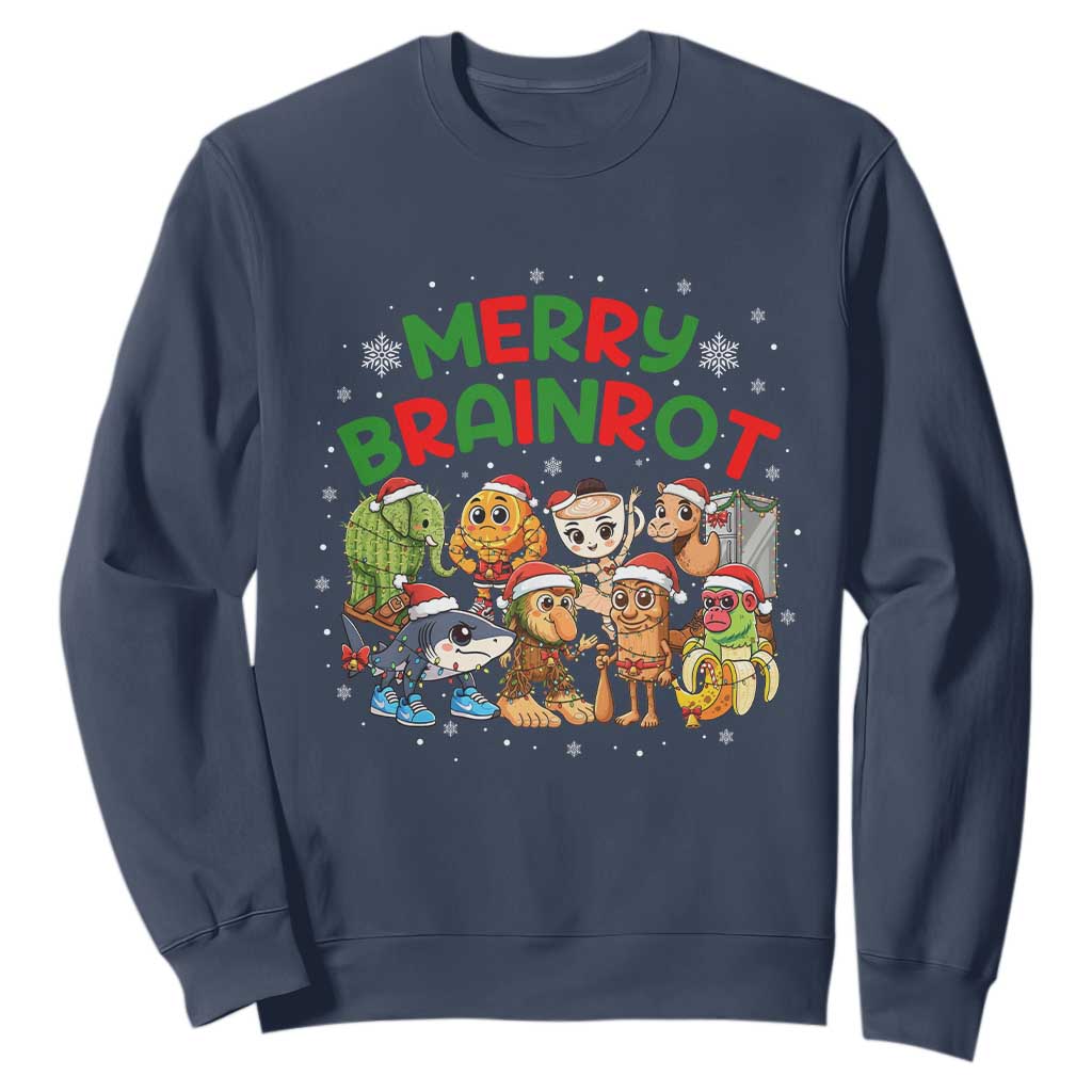 Gen Z Italian Merry Brainrot Christmas Sweatshirt Meme Holiday Gift TS12 Navy Print Your Wear