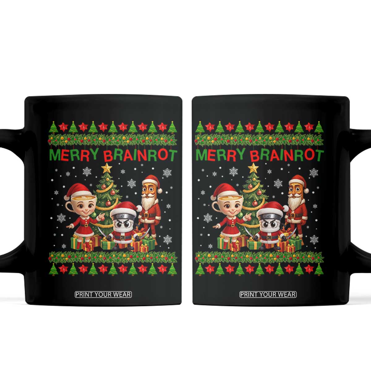 Merry Brainrot Coffee Mug Funny Ugly Christmas Italian Meme Gift TS12 Black Print Your Wear