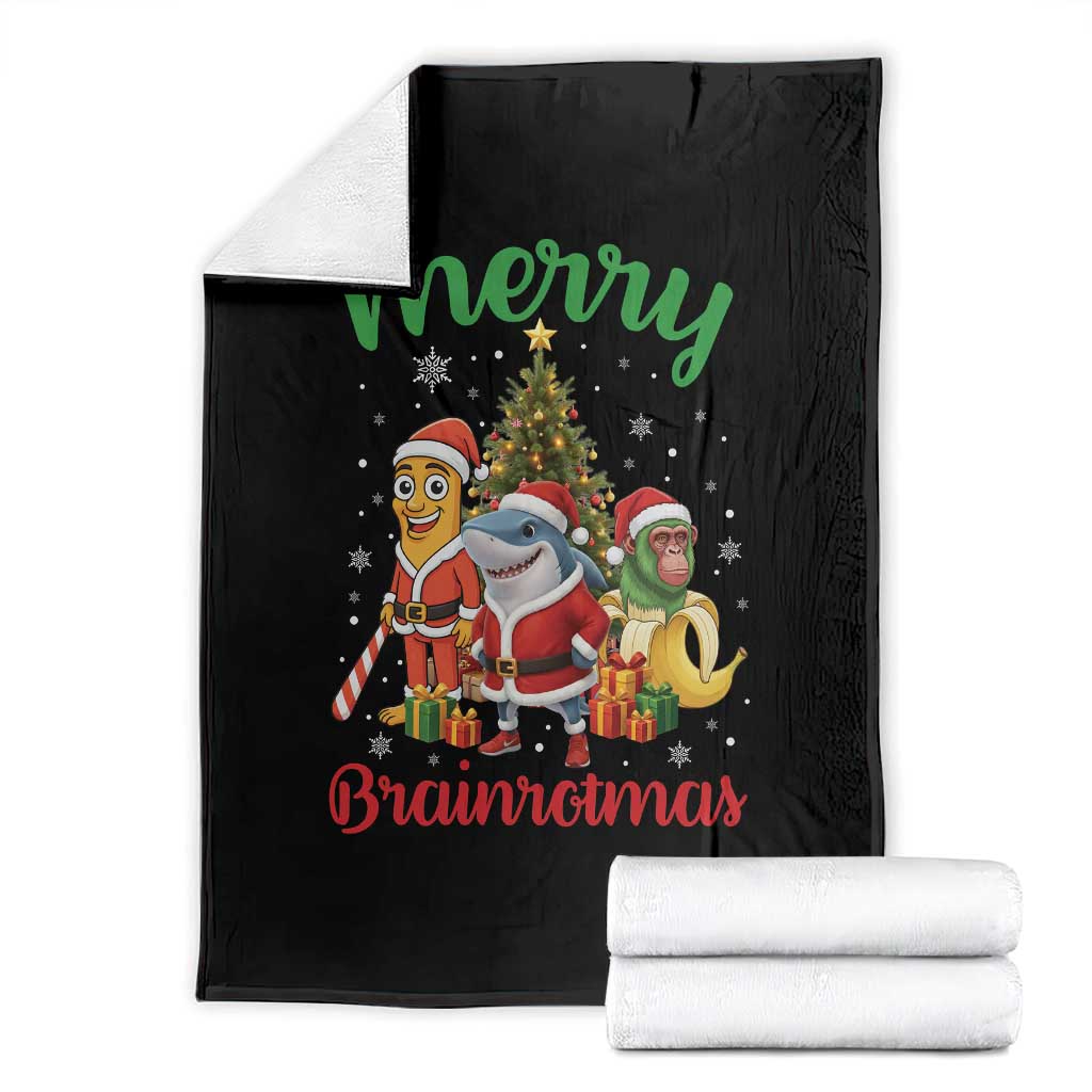 Merry Brainrotmas Throw Blanket Funny Italian Brainrot Meme Christmas TS12 Black Print Your Wear