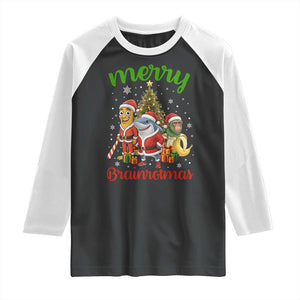 Merry Brainrotmas Raglan Shirt Funny Italian Brainrot Meme Christmas TS12 Black White Print Your Wear