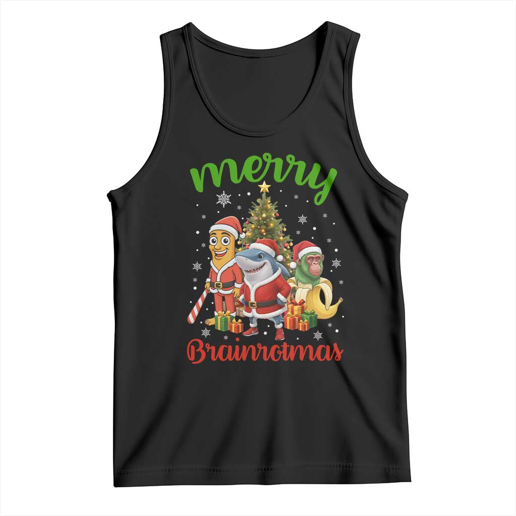 Merry Brainrotmas Tank Top Funny Italian Brainrot Meme Christmas TS12 Black Print Your Wear