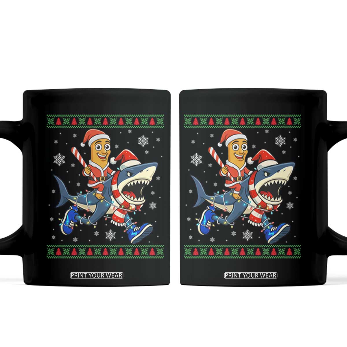 Funny Tung Tung Sahur Riding Tralala Coffee Mug Ugly Chritstmas Italian Brainrot Meme TS12 Black Print Your Wear
