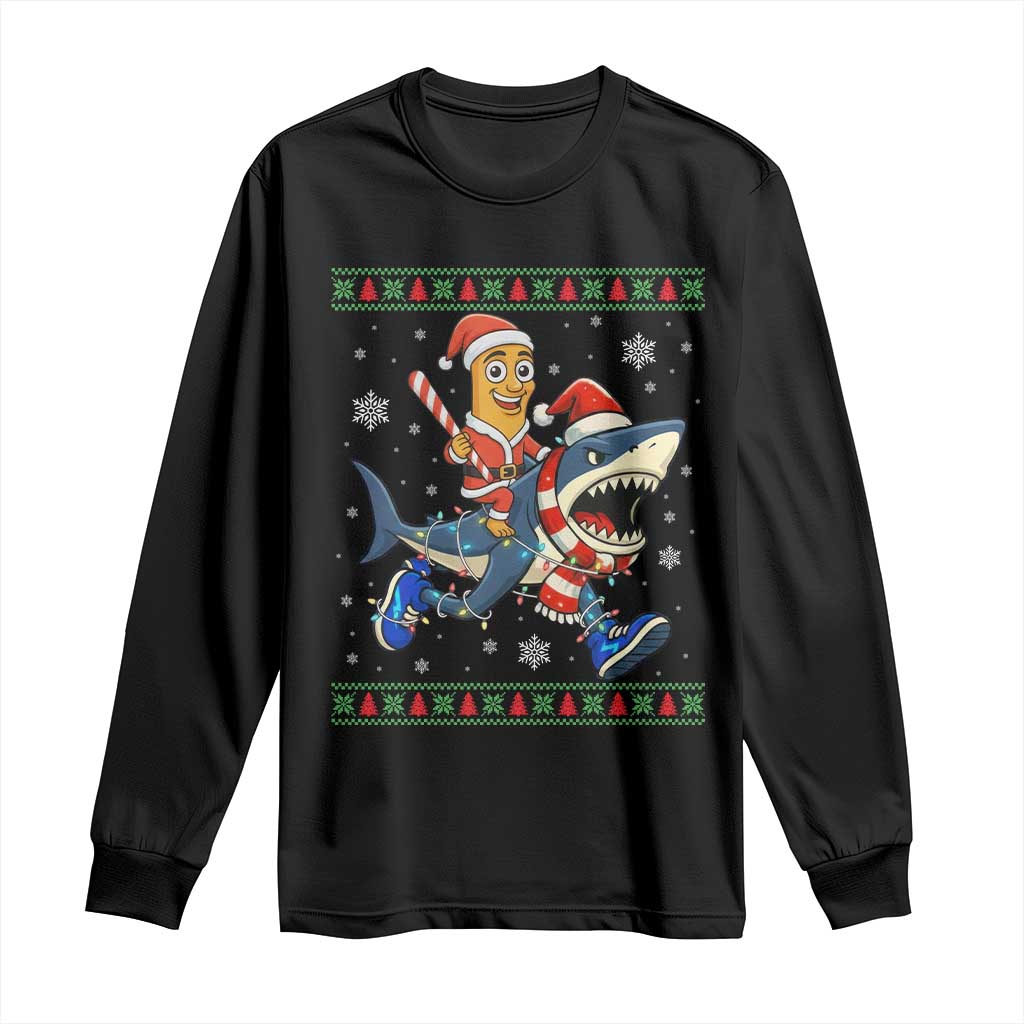 Funny Tung Tung Sahur Riding Tralala Long Sleeve Shirt Ugly Chritstmas Italian Brainrot Meme TS12 Black Print Your Wear