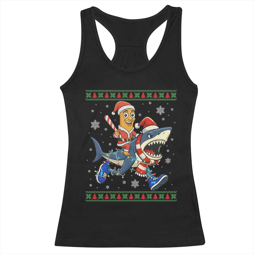 Funny Tung Tung Sahur Riding Tralala Racerback Tank Top Ugly Chritstmas Italian Brainrot Meme TS12 Black Print Your Wear