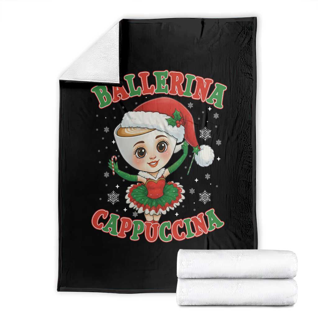 Ballerina Cappuccina Throw Blanket Funny Italian Brainrot Meme Christmas Gift TS12 Black Print Your Wear