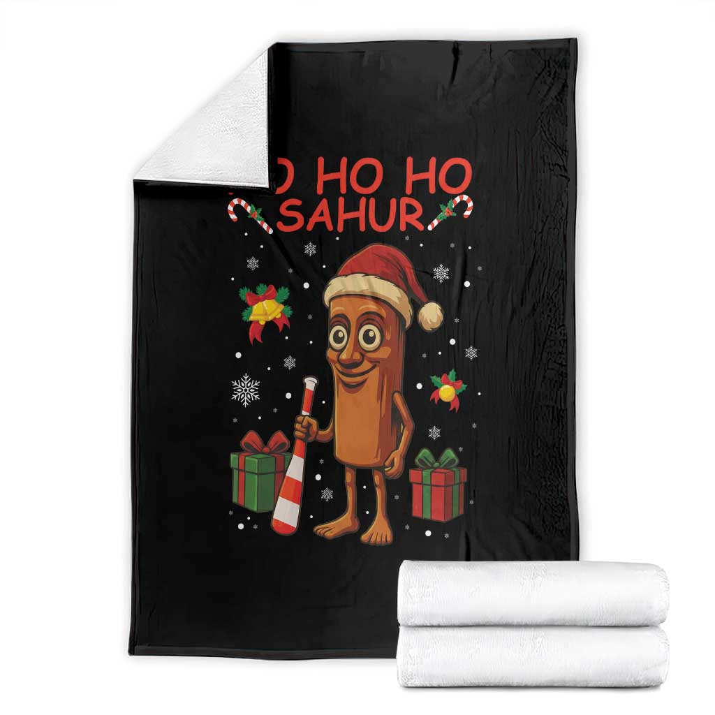 Ho Ho Ho Sahur Italian Brainrot Meme Throw Blanket Funny Gen Z Alpha Christmas Gift TS12 Black Print Your Wear