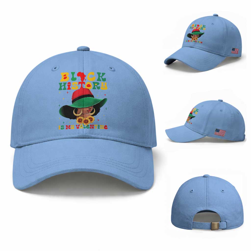 Black History Is My Valentine Baseball Cap Women Gift For February TS12 Baseball Cap Universal Fit Light Blue Print Your Wear