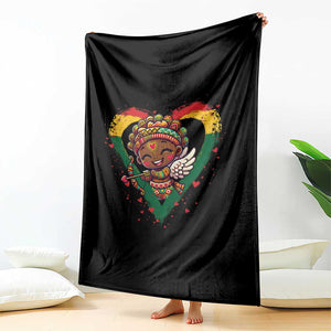 Cute Black Cupid Throw Blanket Melanin Pride Valentines Day Gift TS12 Print Your Wear