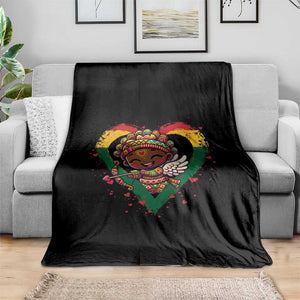 Cute Black Cupid Throw Blanket Melanin Pride Valentines Day Gift TS12 Print Your Wear