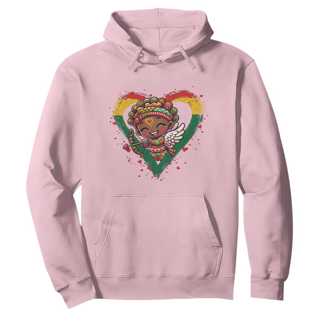 Cute Black Cupid Hoodie Melanin Pride Valentines Day Gift TS12 Light Pink Print Your Wear