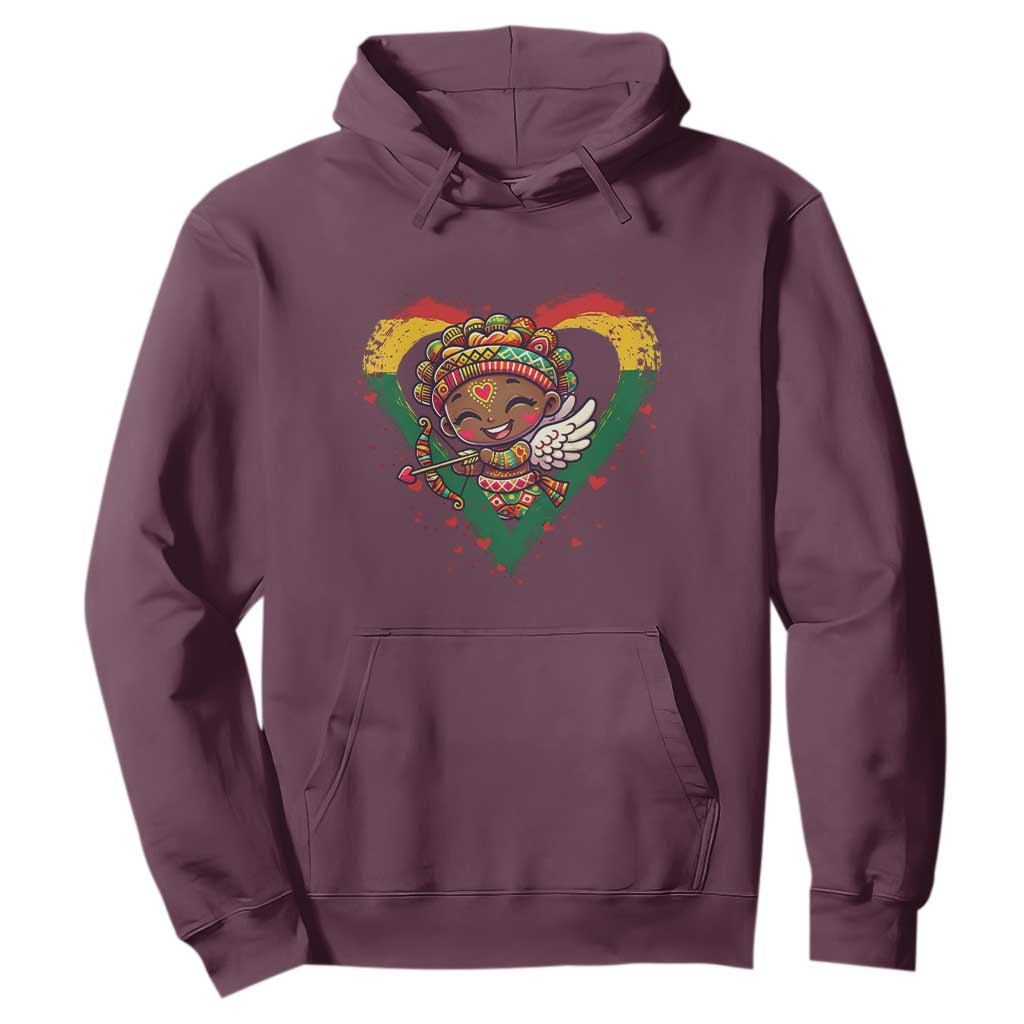 Cute Black Cupid Hoodie Melanin Pride Valentines Day Gift TS12 Maroon Print Your Wear