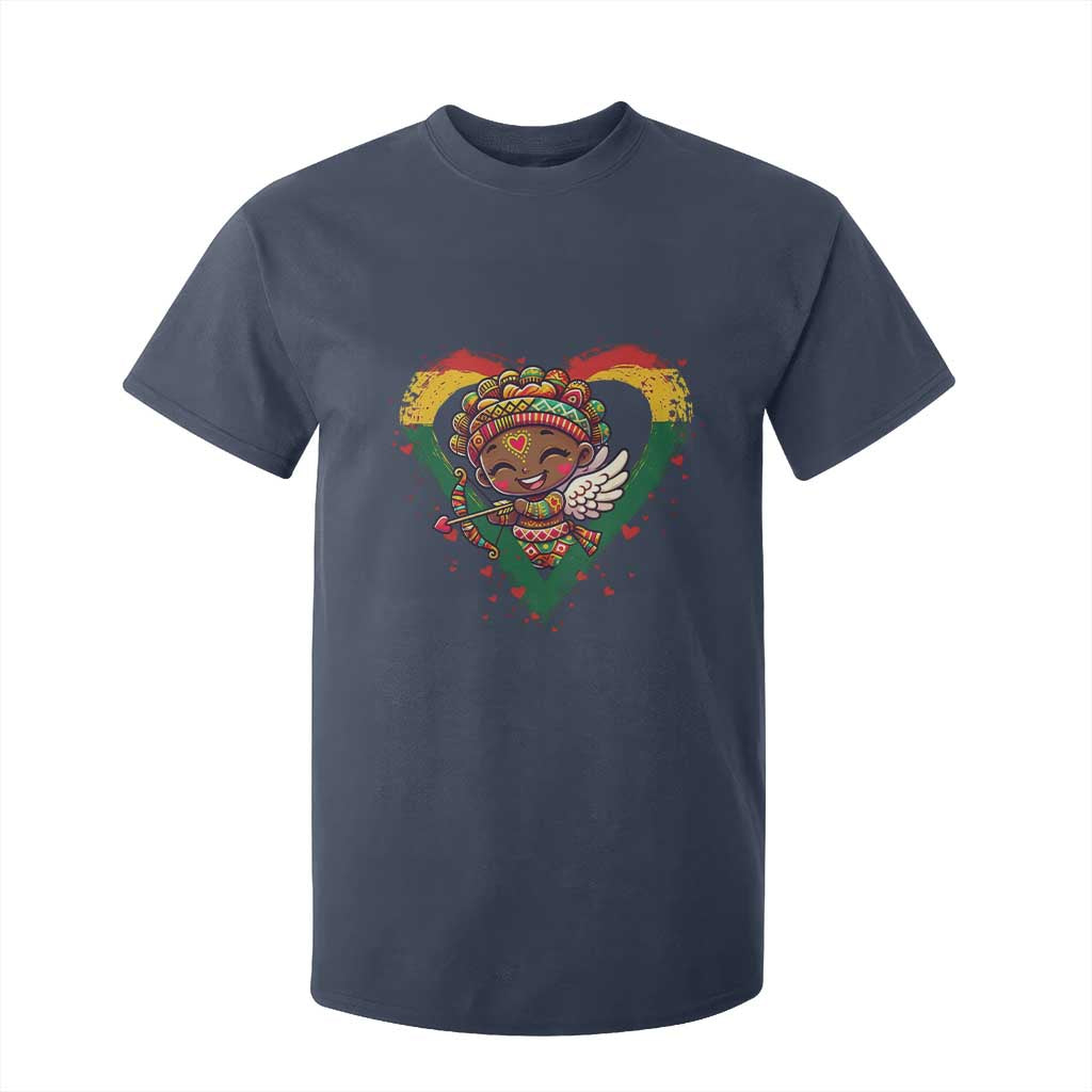 Cute Black Cupid T Shirt For Kid Melanin Pride Valentines Day Gift TS12 Navy Print Your Wear