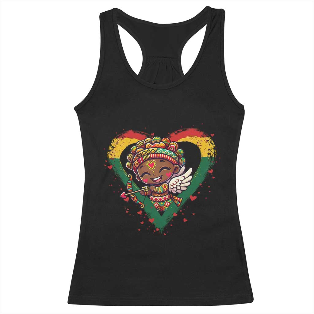 Cute Black Cupid Racerback Tank Top Melanin Pride Valentines Day Gift TS12 Black Print Your Wear