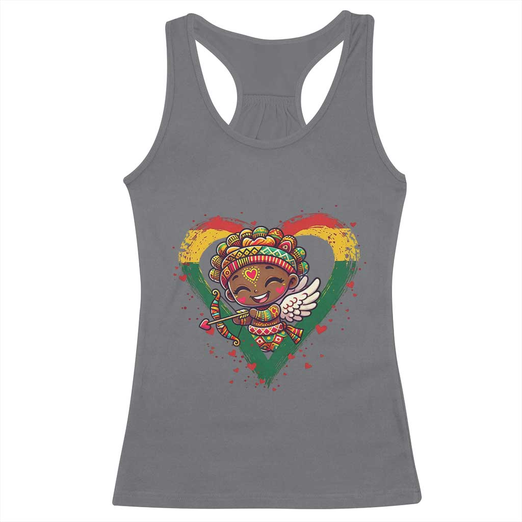 Cute Black Cupid Racerback Tank Top Melanin Pride Valentines Day Gift TS12 Charcoal Print Your Wear