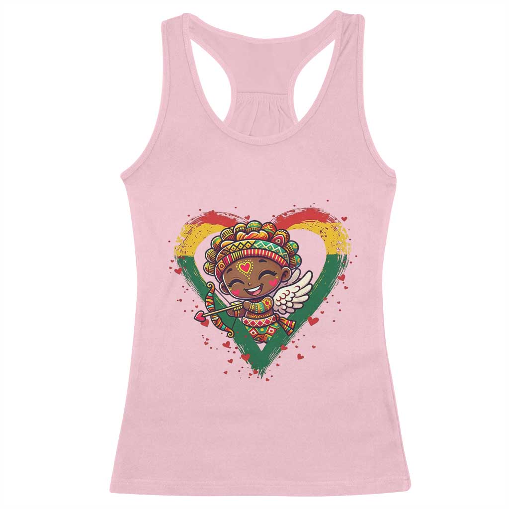 Cute Black Cupid Racerback Tank Top Melanin Pride Valentines Day Gift TS12 Light Pink Print Your Wear