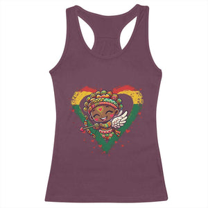Cute Black Cupid Racerback Tank Top Melanin Pride Valentines Day Gift TS12 Maroon Print Your Wear