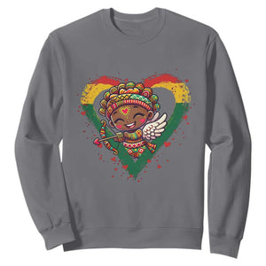 Cute Black Cupid Sweatshirt Melanin Pride Valentines Day Gift TS12 Charcoal Print Your Wear