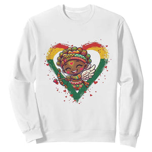 Cute Black Cupid Sweatshirt Melanin Pride Valentines Day Gift TS12 White Print Your Wear