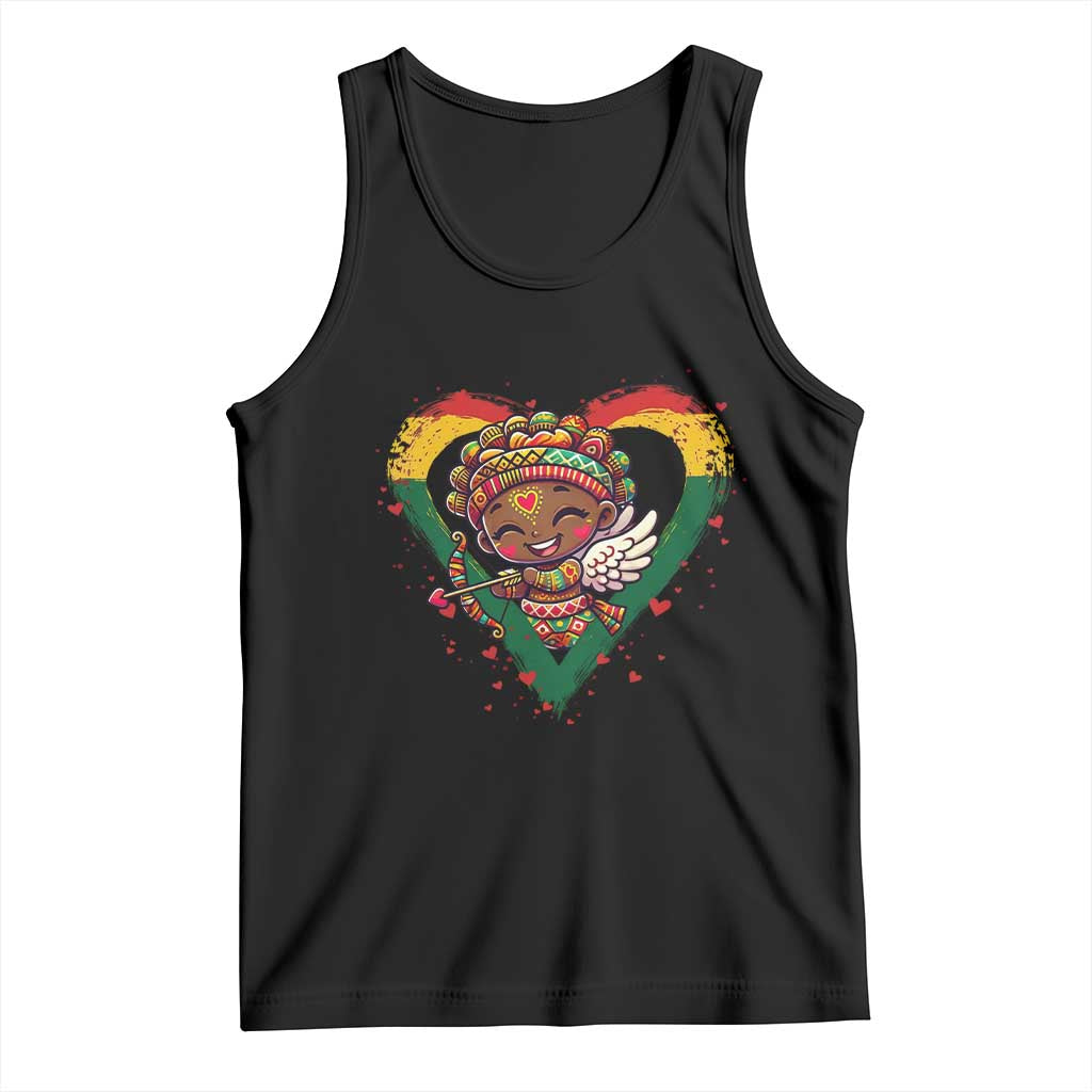 Cute Black Cupid Tank Top Melanin Pride Valentines Day Gift TS12 Black Print Your Wear