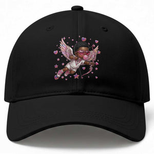 Cute Black Cupid Baseball Cap African American Valentines Day Gift TS12 Print Your Wear