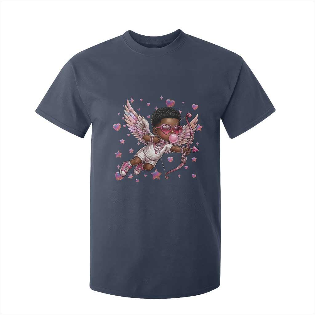Cute Black Cupid T Shirt For Kid African American Valentines Day Gift TS12 Navy Print Your Wear