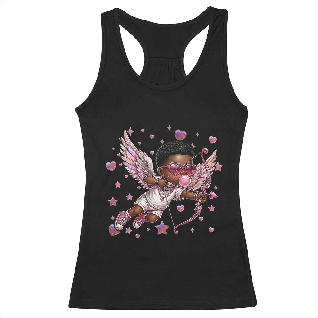 Cute Black Cupid Racerback Tank Top African American Valentines Day Gift TS12 Black Print Your Wear