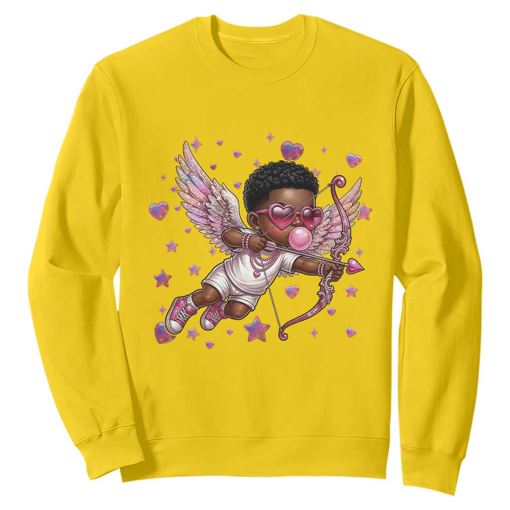 Cute Black Cupid Sweatshirt African American Valentines Day Gift TS12 Daisy Print Your Wear