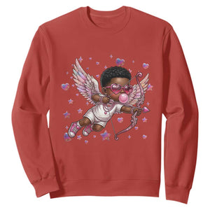 Cute Black Cupid Sweatshirt African American Valentines Day Gift TS12 Red Print Your Wear