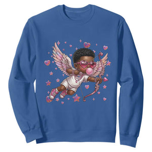 Cute Black Cupid Sweatshirt African American Valentines Day Gift TS12 Royal Blue Print Your Wear