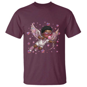 Cute Black Cupid T Shirt African American Valentines Day Gift TS12 Maroon Print Your Wear