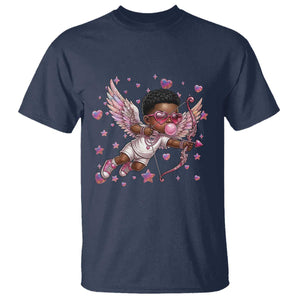 Cute Black Cupid T Shirt African American Valentines Day Gift TS12 Navy Print Your Wear