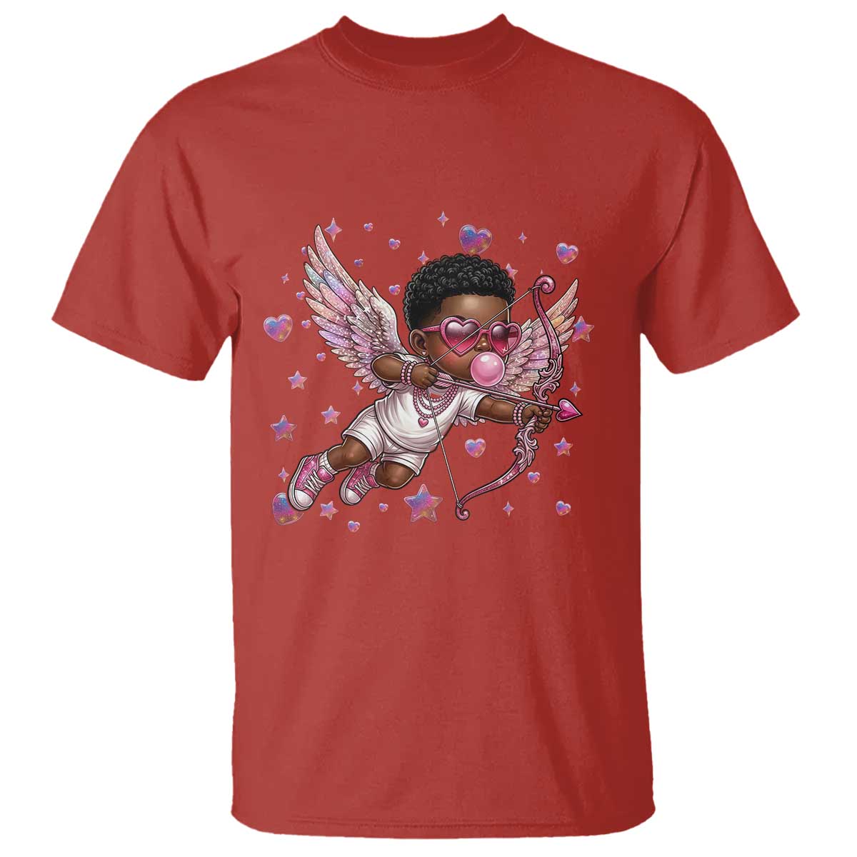 Cute Black Cupid T Shirt African American Valentines Day Gift TS12 Red Print Your Wear