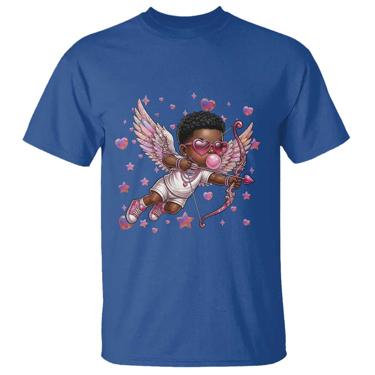Cute Black Cupid T Shirt African American Valentines Day Gift TS12 Royal Blue Print Your Wear