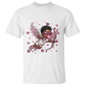 Cute Black Cupid T Shirt African American Valentines Day Gift TS12 White Print Your Wear