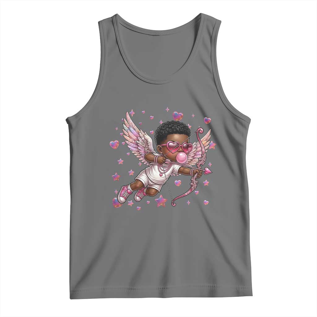 Cute Black Cupid Tank Top African American Valentines Day Gift TS12 Black Heather Print Your Wear