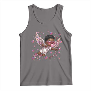 Cute Black Cupid Tank Top African American Valentines Day Gift TS12 Deep Heather Print Your Wear