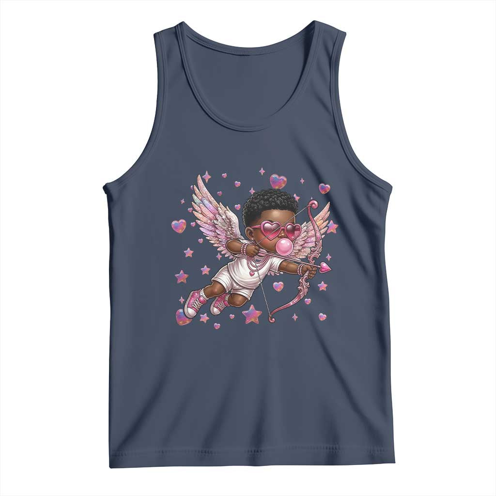 Cute Black Cupid Tank Top African American Valentines Day Gift TS12 Navy Print Your Wear