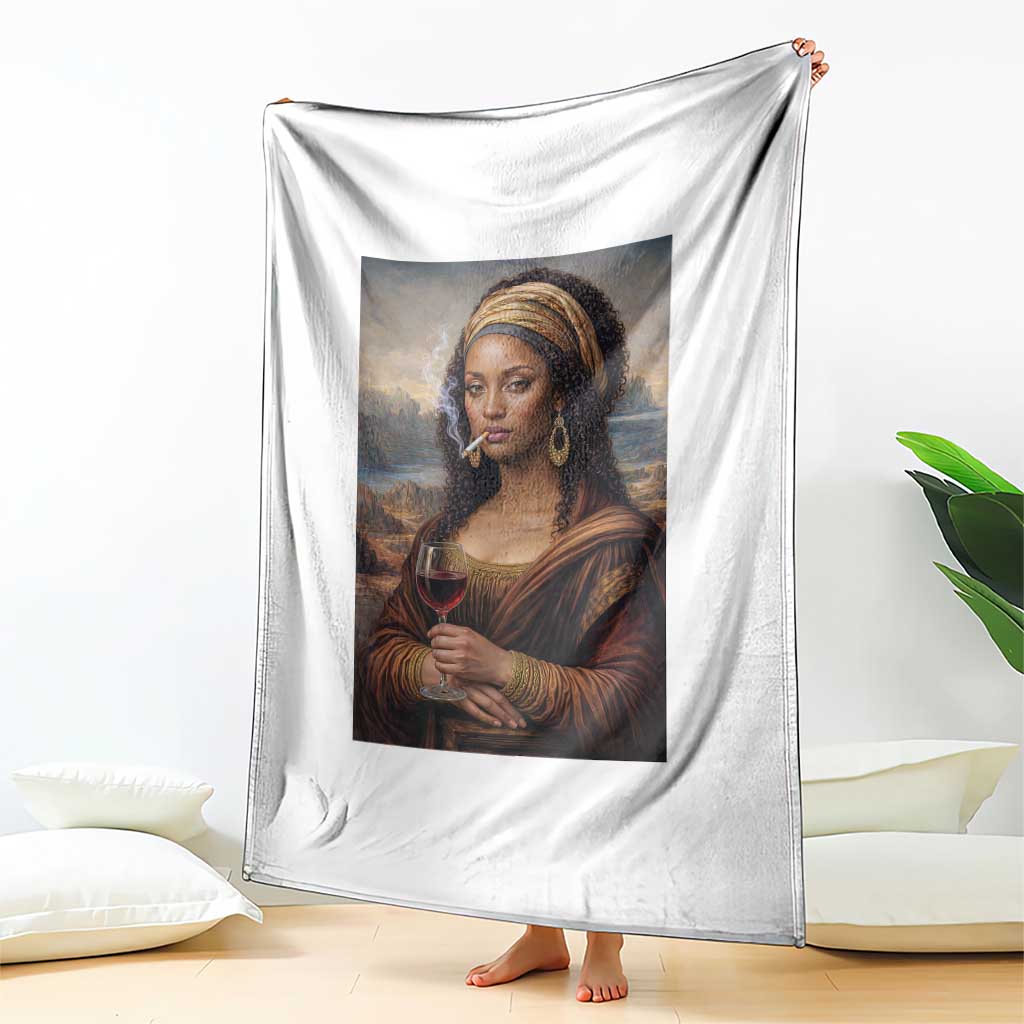 Funny Black Mona Lisa Throw Blanket Melanin Queen Black History Month TS12 Print Your Wear